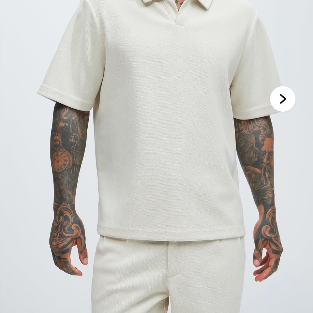 Fashion Nova Men's Off-White Polo Shirt